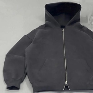 Sudadera con capucha deportiva con logotipo personalizado, Sudadera con capucha de algodón de alta calidad en blanco de gran tamaño, sudaderas con cremallera doble bidireccional para hombres - Product Image 2