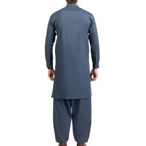Shalwar Kameez bleu moyen pour homme, costume traditionnel pakistanais, tissu en coton de haute qualité, kurta pyjama de créateur pour homme, vêtements ethniques - Product Image 2