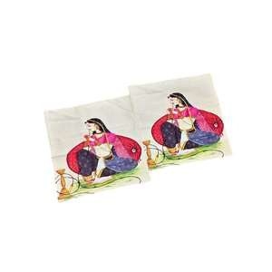 Set of 2 Traditional Rajasthani Lady Digital Print 16x16 Multicolor Cushion <b>Covers</b> Handmade <b>Sofa</b> Decorative <b>Throw</b> Pillow <b>Covers</b> - Product Image 5
