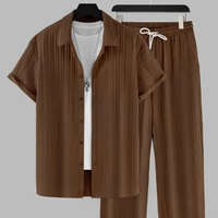 Grosir Setelan Jas Pria Musim Panas Berkualitas Tinggi Bahan Polyester 100% Bernapas, Polos dengan Logo Depan, Warna Sesuai Pesanan, Kasual untuk Musim Semi dan Pantai