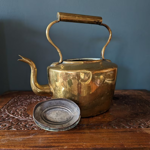 Antique Victorian Brass <b>Kettle</b> with Lid Metal <b>Tea</b> <b>Kettle</b> Handle and Spout Vintage Home Kitchenalia Victoriana - Product Image 6