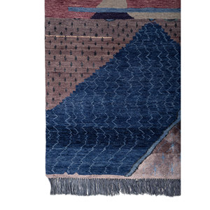 Tapis Manchaha bleu noué à la main en laine et soie de bambou, épaisseur 10 mm, motif géométrique abstrait pour la maison, couloir, modèle rectangulaire - Les-2789 - Product Image 4