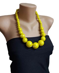 Eco Friendly New Yellow <b>Wooden</b> Big Bold <b>Bead</b> Statement Necklace Available in All Color at Affordable Rate by ZAM ZAM IMPEX - Product Image 1