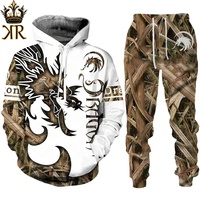 Retro Dragon Tattoo 3D Print Hombres Mujeres Chándal Conjuntos Casual Sudadera con capucha + Pantalones 2PCs Conjuntos Sudadera de gran tamaño Moda Hombres Ropa