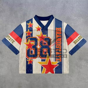 Maillot de football américain en mesh avec couleurs personnalisées, nom et numéro d'équipe personnalisés, unisexe, manches courtes, prix de vente promotionnel - Product Image 6