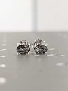 Salt And Pepper Moissanite Stud Earrings Unique Natural Moissanite Studs Minimal Design Everyday Stud Earrings - Product Image 4