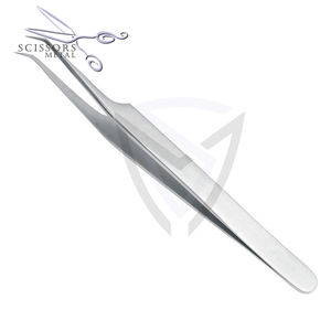 Pince à cils à pointe de fibre de logo imprimé 45 75 pince à épiler à 90 degrés pince à épiler d'extension de cils de marque privée personnalisée - Product Image 4