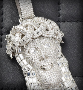 Mogal Jewels - Colgante de Jesús 3D con Incrustaciones de Moissanita, Corte Brillante, Forma de Animal, Plata de Ley 925, Estilo Hip Hop, Cadena Personalizable - Product Image 2