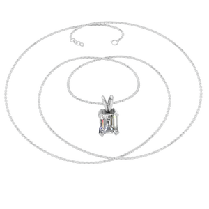 Pendentif en or massif 14 carats plaqué rhodium avec moissanite VVS pour homme et femme, avec chaîne en or fin - Fête et cadeau - Product Image 5