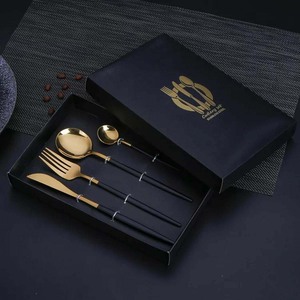 Hongda vente chaude classique argenterie 5 pièces boîte à couverts coffret cadeau 304 acier inoxydable or couverts thé cuillère fourchette couteau cadeaux - Product Image 4