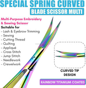 Tijeras de Manicura de Acero Inoxidable con Recubrimiento de Titanio Arcoíris, Punta Puntiaguda, Tijeras de Resorte, Herramienta de Belleza para Pestañas, Logotipo Personalizado - Product Image 3