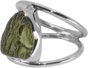 <b>Moldavite</b> <b>Ring</b> Handmade 925 Solid Sterling Silver Jewelry Natural White Czech Republic Heat Treated Green Gem Gift For Her - Product Image 2