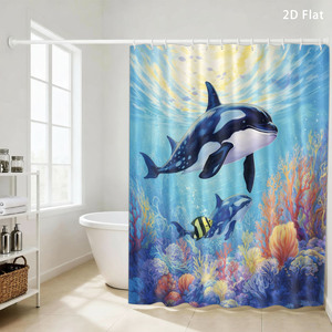 Custom Printed Waterproof Shower Shower <b>Curtain</b> for Bathroom Waterproof Polyester <b>with</b> <b>Hooks</b> - Product Image 1