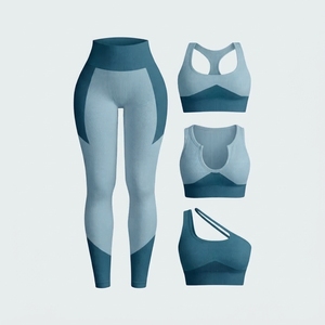 Conjunto de Yoga de Cintura Alta sin Costuras para Mujer, Diseño y Logotipo Personalizados, Transpirable, de Primera Calidad, Último Estilo, Leggings de Cintura Alta - Product Image 3