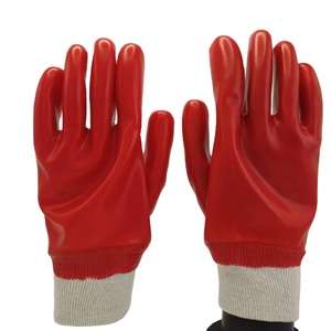 Gants de poignet en tricot PVC rouge pour la sécurité de la construction PPE Hand Clothing - Product Image 2
