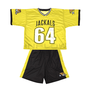 Venta al por mayor Pinnies barato sublimado diseños personalizados ropa deportiva 100% poliéster lacrosse uniforme niños uniforme de fútbol americano - Product Image 5