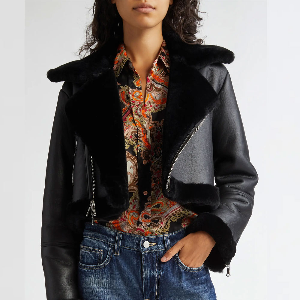Leather Jacket Woman Cropped High Quality Customizable