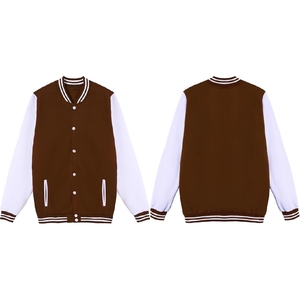 <b>Men</b> Classic Brown Varsity <b>Jacket</b> Premium Athletic Letterman with Contrast <b>White</b> Sleeves custom size and design - Product Image 1