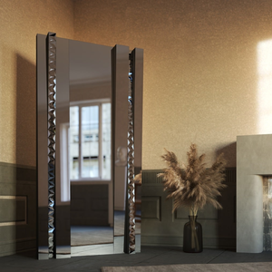 กระจกสะท้อนความยาวเต็มกรอบที่กำหนดโดยกรอบตัวหนาออร์แกนิกและรูปปั้นทำหน้าที่เป็นกระจกที่ใช้งานได้จริงและงานศิลปะที่น่าหลงใหล - Product Image 6