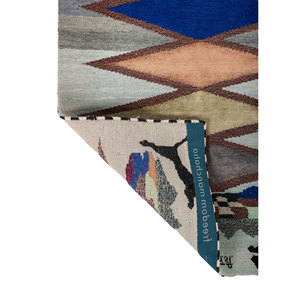 Alfombra Freedom Manchaha de Lana y Seda de Bambú con Patrón Geométrico Azul, Anudada a Mano, para Decoración de Sala de Estar - Les-8095 - Product Image 5