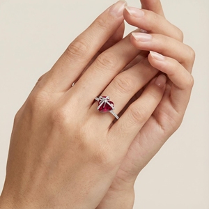Luxury Heart Shape Red Ruby CZ <b>Ring</b> for Women Silver Plated Bow Knot <b>Crystal</b> Engagement Promise <b>Ring</b> Valentine Day Jewelry Gif - Product Image 4