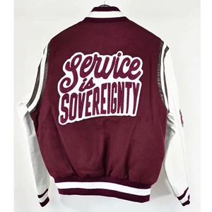 Chaqueta de punto High Street Style Alabama A & M University para Varsity, Mangas de cuero de piel de vaca, cuello levantado, transpirable para invierno - Product Image 5