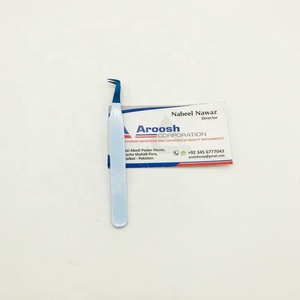 Haute qualité personnalisé 90 degrés bébé bleu pince à épiler en acier inoxydable durable avec pointe en fibre pour Extension de cils en gros - Product Image 3