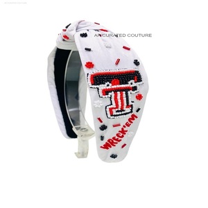 Fashionable Gameday Seed <b>Bead</b> <b>Headbands</b> Crystal Pearl Knotted Hair Accessory Game Day <b>Headband</b> Accessory - Product Image 1