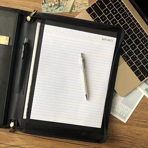 Conferencia de negocios Logotipo de cuero Archivo Cremallera de cuero Cartera Organizador de carpetas Padfolio ejecutivo LP-0012 - Product Image 6