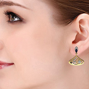 Boucles d'oreilles pendantes en or massif 18 carats avec diamants pavés naturels et pierres précieuses rubis Fabricant de bijoux fins - Product Image 2