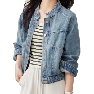 Vestes en jean pour femmes vêtements d'extérieur unis poche bleu printemps automne femme jean manteau luxe commentaires beaucoup de vêtements extérieur Y2k - Product Image 2