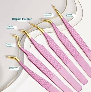 Vente en gros d'usine, pinces à cils en acier inoxydable, pince à sourcils, coupe-sourcils, recourbe-cils pour la greffe de faux cils - Product Image 6