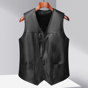 Chaleco de cuero de diseño clásico elegante de alta calidad al por mayor para hombres, Chaleco de cuero genuino de la mejor calidad - Product Image 3