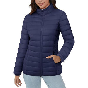 Chaqueta acolchada de alta calidad para mujer, ropa de abrigo ligera con cuello levantado, abrigos con cremallera completa y bolsillos - Product Image 2
