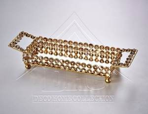 Luxury Gold Crystal Mirror <b>Tray</b> <b>Rectangular</b> Decorative Vanity <b>Trays</b> Metal <b>Mirrored</b> Serving <b>Tray</b> for Wedding Table Decoration - Product Image 4