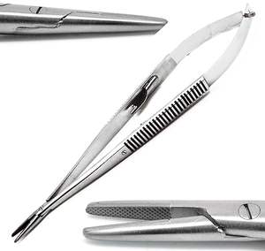 Portaagujas T/C Castroviejo 7 "Punta recta 15mm Instrumentos microquirúrgicos de acero inoxidable - Product Image 1