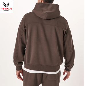 Sweats à capuche à fermeture éclair en molleton léger pour hommes du fabricant pakistanais capuche d'hiver doublée de couleur unie en relief quantité minimale de commande bas teint uni - Product Image 3