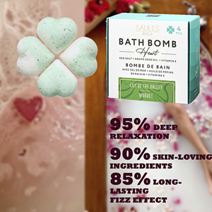 Fabriqué en Europe Coffret cadeau de luxe personnalisé 4 bombes de bain en forme de cœur au parfum de lys dans une boîte cadeau Bombes effervescentes pour le corps - Product Image 2
