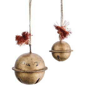 Juego de campanas colgantes de oro antiguo de 3 campanas de decoración navideña de Metal Vintage con cuerda adorno de vacaciones de granja rústica - Product Image 6