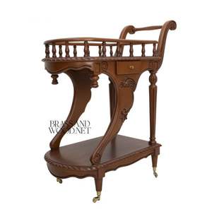 Chariot de service classique en bois massif avec un design traditionnel pour la maison et l'hôtellerie - Product Image 3
