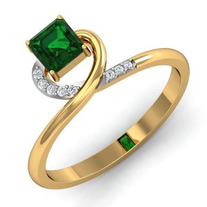 Minimalist Green Glass Zircon Boho Brass <b>Ring</b> 18k Gold Plated <b>Dainty</b> Interlocking Wholesale <b>Ring</b> For Women - Product Image 3