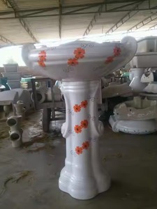 Vistaar OEM Fleur Imprimé Vitrossa Céramique Piédestal Lavabo Rond Lavabo Évier Brun Sterling Ensemble Inde Exportation Conception - Product Image 3