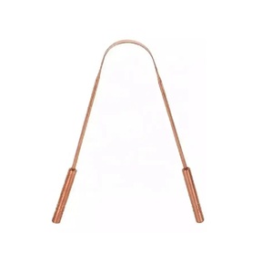 Raspador de lengua de cobre puro fabricado en la India, limpiador de lengua de cuidado bucal de calidad de exportación, diseño martillado a la venta - Product Image 2