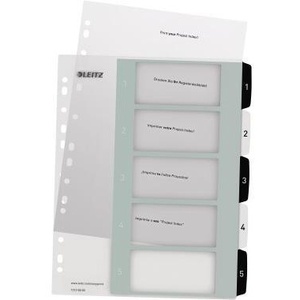Leitz WOW DIN <b>A4</b> Extra Wide Number Register 1-5 Polypropylene File <b>Folder</b> Accessories in Black/White - Product Image 1