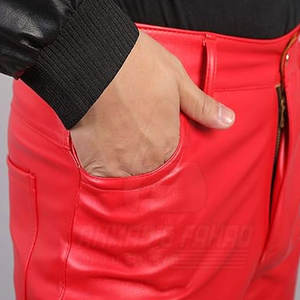 กางเกงหนังแท้ทรงสกินนี่เอวกลาง รุ่นใหม่ล่าสุด สำหรับผู้ชาย สวมใส่สบาย น้ำหนักเบา รับสกรีนโลโก้ - Product Image 4