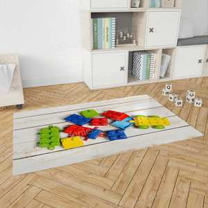 Tapis coloré en blocs de construction, tapis imprimé pour salle de jeux, chambre d'enfants, tapis en chenille - Product Image 5