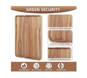 ถาดไม้อะคาเซียสำหรับอาหารค่ำงานทำมือถาดเสิร์ฟอาหารหรูหราขนาดกำหนดเองสำหรับใช้ในบ้านดีไซน์แฟนซีส่วนตัว - Product Image 6