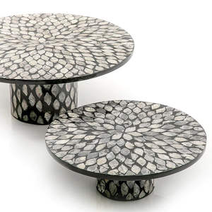 Bandejas para servir elegantes artesanías de lujo Royal Cake Stand con incrustaciones de nácar para panaderos para pasteles y pasteles - Product Image 6