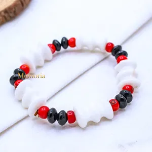 Natural Opal, Onyx And Coral Gemstone Bracelet Chakra Healing Stratchable Bracelet For Women Jewelry Wholesaler