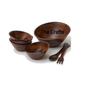 Bol de nourriture en bois de conception fantastique bol de service de soupe à salade de forme ronde de taille personnalisée à un prix acceptable - Product Image 4